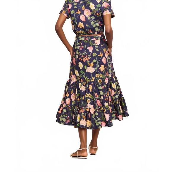 NEW CARA CARA chase midi skirt in stems evening blue - Picture 2 of 3